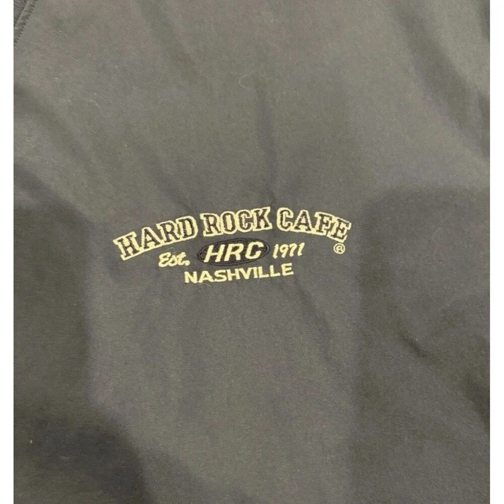 Hard Rock Cafe Nashville Navy Blue V-Neck Pullover Windbreaker Jacket Large